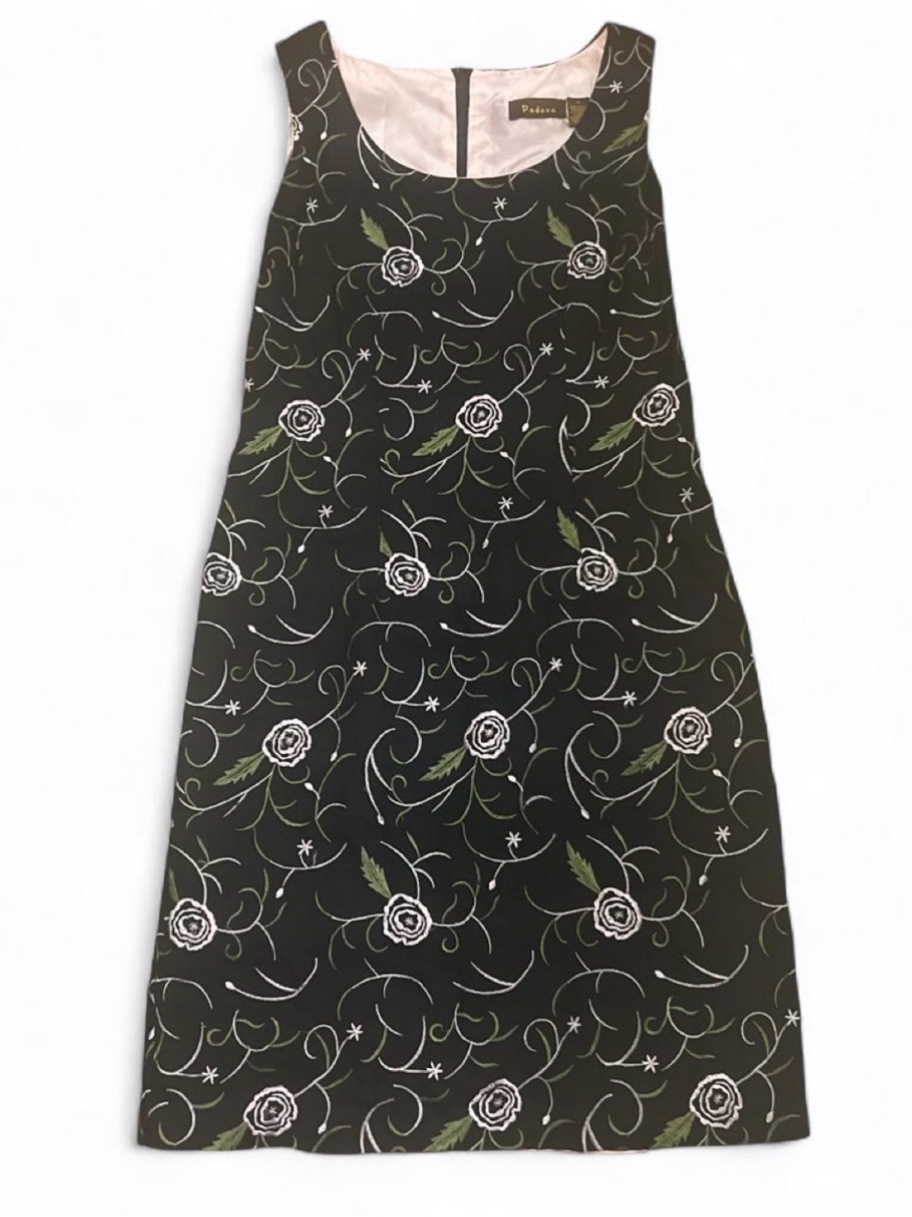 Vintage embroidered Padova floral midi dress women’s sz 6 boho indie cottagecore